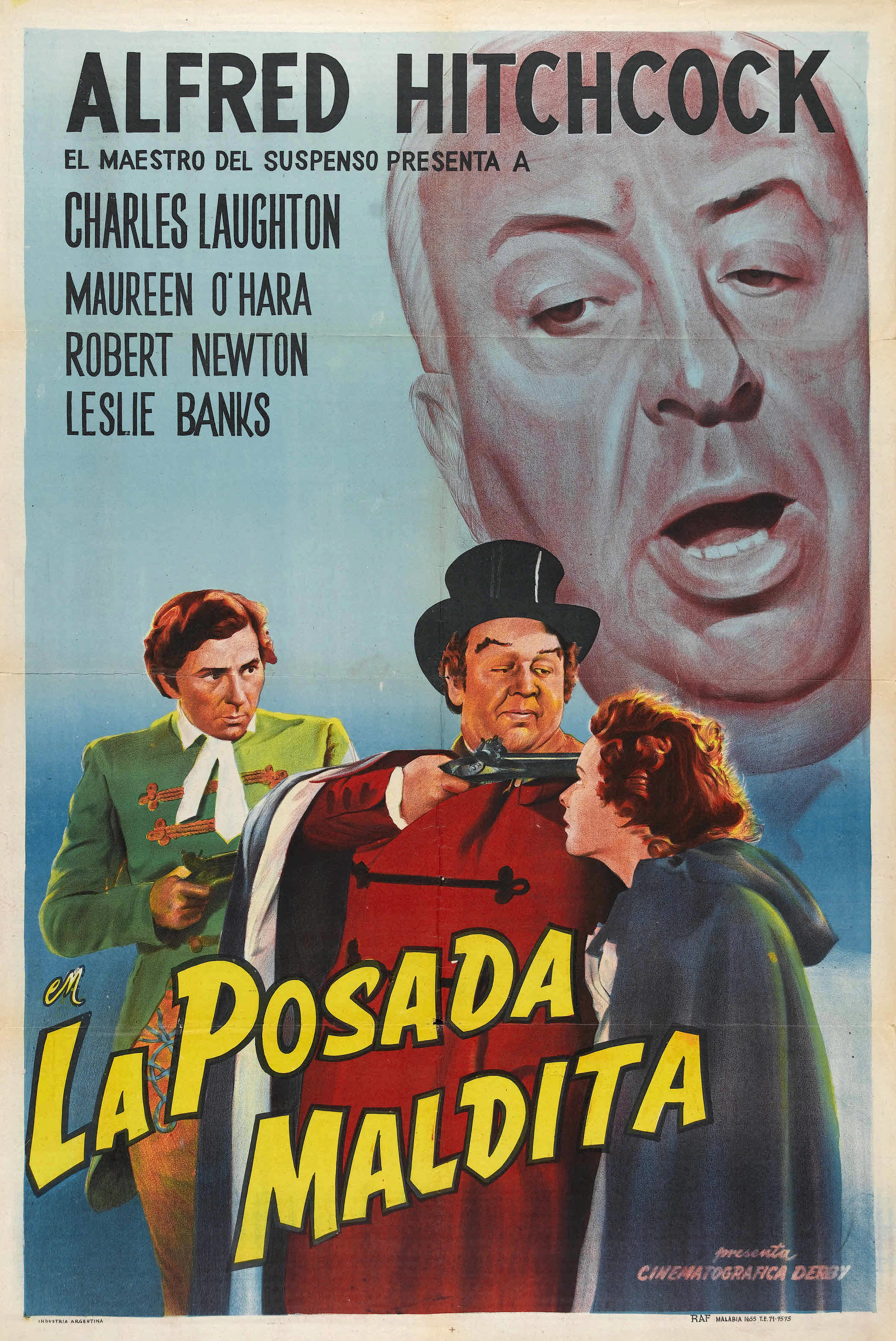 Jamaica Inn aka La posada maldita (1939, dir. Alfred Hitchcock) Argentinian 1960s re-release poster